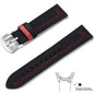 Bracelet Milan – Cuir grainé - Noir rouge argent
