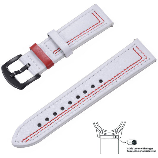 Bracelet Milan – Cuir grainé Blanc rouge noir