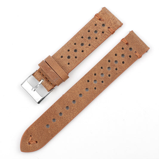 Bracelet Marcel - Cuir pleine fleur - Fauve surpiqure orange