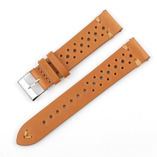 Bracelet Marcel - Cuir pleine fleur - Camel surpiqure jaune